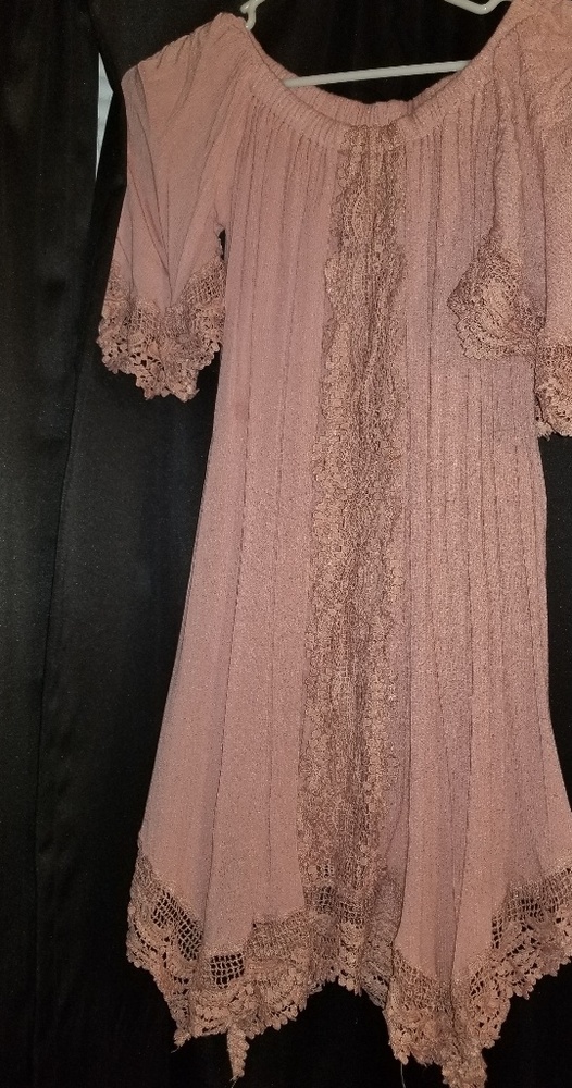 Blush Lace trimmed shark bite dress